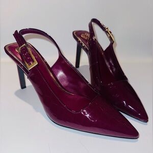 Vince Camuto Burgundy & Gold Slingback Stiletto Heels | NWOB | US 10